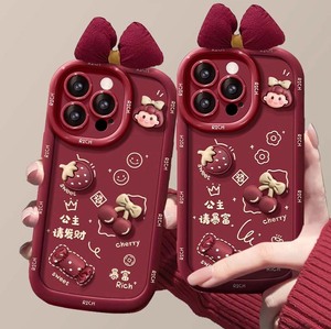 Cover per telefono cellulare in stile TPU con fiocco rosso alla moda per bambola carina per <span class=keywords><strong>Iphone</strong></span> 6 7 8 Plus X Xr XS 11 <span class=keywords><strong>12</strong></span> 13 14 15 16 Pro Max - Product Image 1