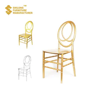 SL-YHY-B001 High Quality Hotel Chair Latest Wedding Stainless Steel Oval Gold Furniture Dining Tables And Chairs