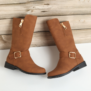 Autumn/Winter New Style Western Boots for Girl Children's Thin Velvet Children's Shoes With Heels Long Boots - Product Image 3