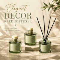 Diffuseur de parfum entièrement personnalisable, bouteille en verre vert, parfum longue durée, bâtonnets noirs pour affichage en espace commercial