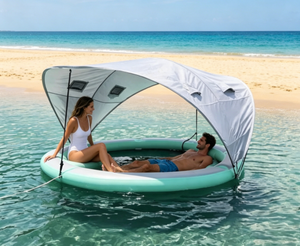 Hamac flottant gonflable avec auvent et fond en maille, pour la détente familiale en mer, en rivière, en piscine, pour les vacances - Product Image 5