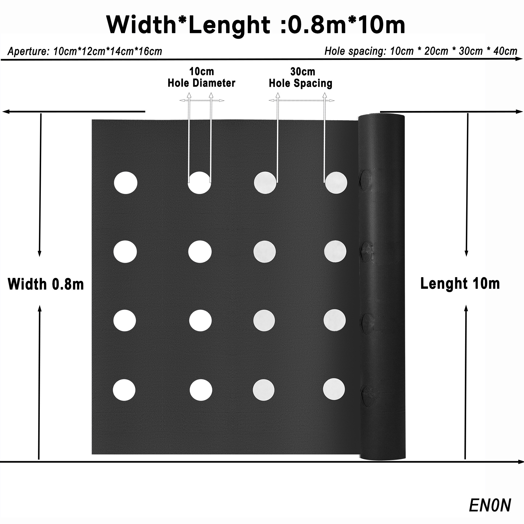 Noir - Largeur 0,8 m x 10 m