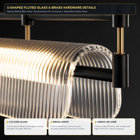 Lampu Gantung LED Linear Minimalis dengan Tabung Kaca Beralur untuk Dekorasi Ruang Tamu, Villa, Hotel, Bar, dan Konter