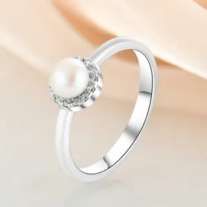 Xlove fashion jewelry 925 sterling silver fresh water pearl ring engrave kids girl pearl ring 925