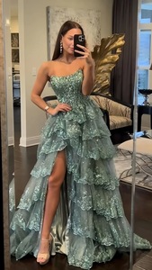 Abito da sera personalizzato donna <span class=keywords><strong>rosso</strong></span> senza spalline <span class=keywords><strong>con</strong></span> paillettes <span class=keywords><strong>vestito</strong></span> da ballo <span class=keywords><strong>con</strong></span> <span class=keywords><strong>spacco</strong></span> laterale alto per la laurea - Product Image 6