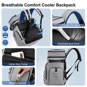 Portable Leather <b>Meal</b> <b>Prep</b> Backpack Waterproof Insulated Cooler <b>Bag</b> Backpack Large Backpack With Lunch Compartment - Product Image 5