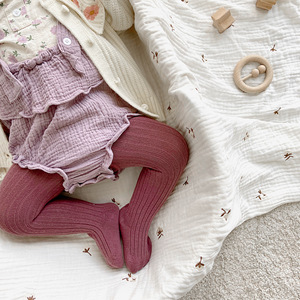 LRTOU New Arrival Cotton Plain Baby Strumpfhosen Strumpfhosen Großhandel 13 Farben hoch gerippt einfarbig Kinder Strumpfhosen - Product Image 5