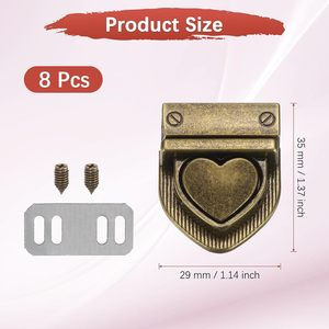 Heart Tuck Lock Clasp Catch PCS <b>Metal</b> Purse Thumb Lock Buckle Fasteners Use For DIY Craft <b>Wallet</b> Bag Leather Handbags Making Bro - Product Image 3