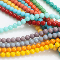 Verre multicolore DIY accessoires porcelaine artificielle perles de jade perles éparpillées acrylique macaron couleur ronde perle de verre