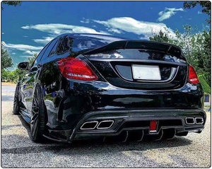 Parachoques trasero de coche de fibra de carbono más vendido de 2015 + para Mercedes Benz Clase C W205 C63 modelo Imp modificado con labio trasero iluminado - Product Image 4
