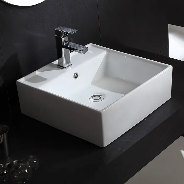 Factory Supply High Quality Single Tap Hole Countertop Washbasin Ceramic White Sink From China Manufacturer