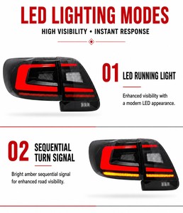 <b>LED</b> Tail <b>Lights</b> for Toyota Corolla 2011-2013 Sequential Turn Signal Brake Reverse Running Lamps Smoke Lens - Product Image 2