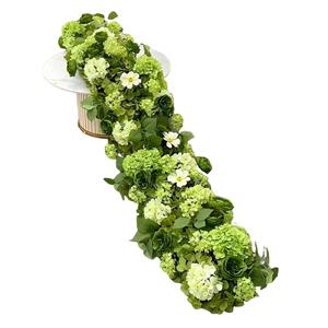 Silk Forest <b>Green</b> Rose Hydrangea Flower Row Flower Ball-Romantic Style Wedding Hotel & Banquet Decor Indoor/Outdoor Layout - Product Image 6
