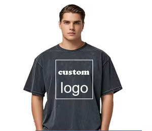 100% Cotton 230g Dtg Print Oversized Custom <b>Logo</b> Acid Wash Stone Distressed Blank Heavyweight Loose Vintage Men t Shirt - Product Image 1