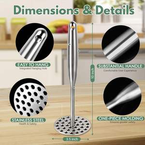 أوعية مطبخ هراسة مقاومة للصدأ بطاطس مهروسة مثالية خضروات هراسة متينة أوعية مطبخ - Product Image 6