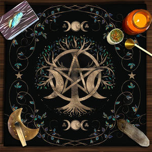 75cm Sun Moon <span class=keywords><strong>Tarot</strong></span> mantel brujería astrología gato Altar tarjeta Mat Moonlight flor mantel - Product Image 2