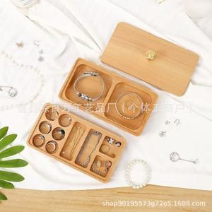 Wooden <b>Jewelry</b> Box Rectangle With Lid Multi Compartment For Storage <b>Organizing</b> Accessories Gift Packaging - Product Image 3