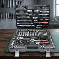 Juego de Herramientas Mecánicas Profesional de 216 Piezas, Duradero, de Acero Inoxidable 201, con Llave de Trinquete, Adaptadores de Destornillador y Herramientas Manuales