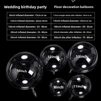 Fournitures pour fêtes d'anniversaire en gros, ballons ronds en forme de rose, ballons transparents à LED, ballons à bouche large, ballons à bulles Bobo, ballons de fête
