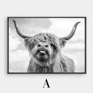 İskandinav dekorasyon yayla inek sığır duvar sanat tuval Poster ve baskı hayvan oturma odası ev dekor için tuval boyama resim - Product Image 5