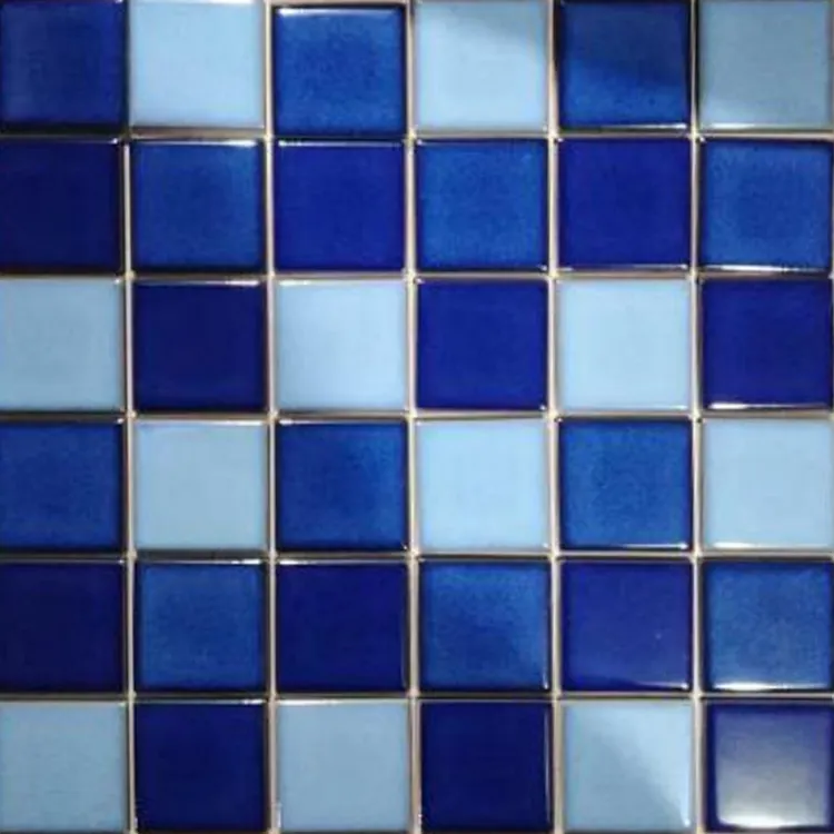 Ubin foshan harga grosir unik waterjet biru keramik mosaik ubin dinding Kolam renang