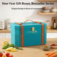 Boîte cadeau en cuir PU avec logo personnalisé, valise de rangement portable pour vin, thé, emballage cadeau de vacances, vente en gros