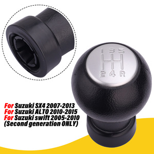 Pommeau de levier de vitesse manuel 5 vitesses en cuir noir avec lettrage argenté pour Suzuki Swift - Product Image 4