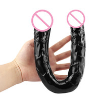 Gode énorme de taille super longue de 43 cm Xxl Jouets érotiques Gode en caoutchouc réaliste Gode vibrant noir à double tête