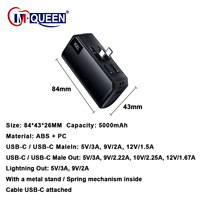 OEM ODM Chargeur portable ultra fin à charge rapide avec affichage numérique, mini capsule, porte-clés, batterie externe 5000 mAh, support métallique pour montre