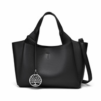 Tas Tote PU Kapasitas Besar OEM, Tas Selempang Serbaguna untuk Kerja, Tas Bucket Wanita Kasual, Tas Selempang Tunggal Motif Kulit Leci