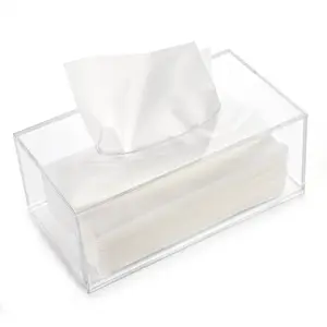 Luxury Cheap Plastic Clear Acrylic Container Napkin Dispenser Holder Car Paper Holders Acrylic Tissue Box with Cover