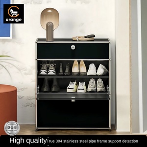 Mueble Modular de Acero Inoxidable Estilo Antiguo Naranja, Mueble Minimalista para el Hogar, Recibidor, Almacenamiento con Cajones, Estilo Hotel - Product Image 2