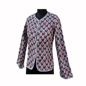 Chaqueta de Forro Polar de Algodón Transpirable con Estampado Indio Premium, Chaqueta Corta de Invierno Reversible con Estampado Floral Bohemio para Mujer - Product Image 4