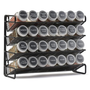 Multi Layer Spice <b>Rack</b> 4 Tier Black Metal <b>Kitchen</b> Countertop Storage Organizer For Jars And Bottles - Product Image 5