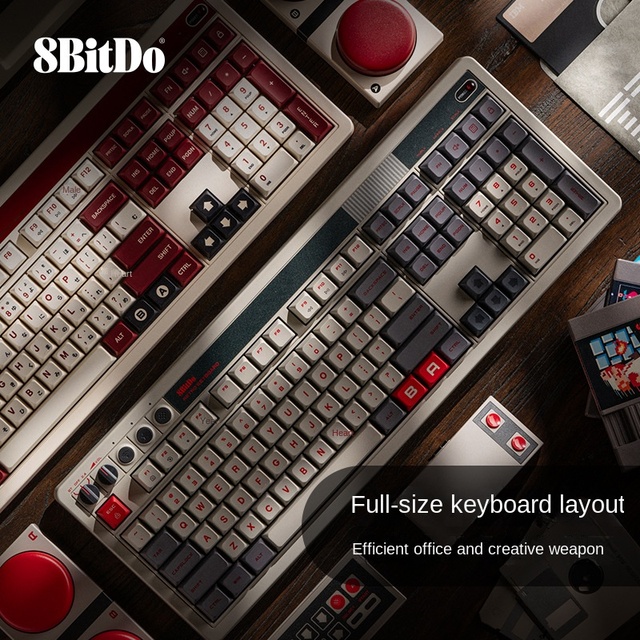 8bitdo Retro108 Mechanical Keyboard LED Backlit USB-C Wireless for BT Laptop Gaming Three-Mode Universal