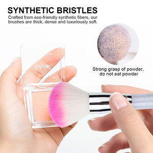 Boîte cadeau personnalisée ensemble de pinceaux de maquillage cheveux synthétiques doux poignée de paillettes liquides naturels outils cosmétiques pour le visage pinceaux de fond de teint - Product Image 3