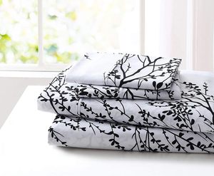 Ensemble de 4 draps en microfibre imprimés ultra-doux Beaux motifs tirés de la nature Draps de <span class=keywords><strong>lit</strong></span> confortables toutes saisons - Product Image 3