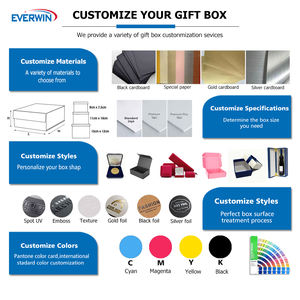 صندوق مجوهرات فاخر جديد من EVERWIN بتصميم مخصص، مصنوع من المخمل الأحمر الفاخر، مع شعار مطبوع، مناسب للخواتم والقلادات، بشكل ثماني - Product Image 5