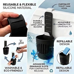 Silicone Toilet Tank <b>Tablet</b> <b>Holder</b> Adjustable Toilet Cleaner Bracket Waterproof Easy Cleaning Bath Accessory - Product Image 4