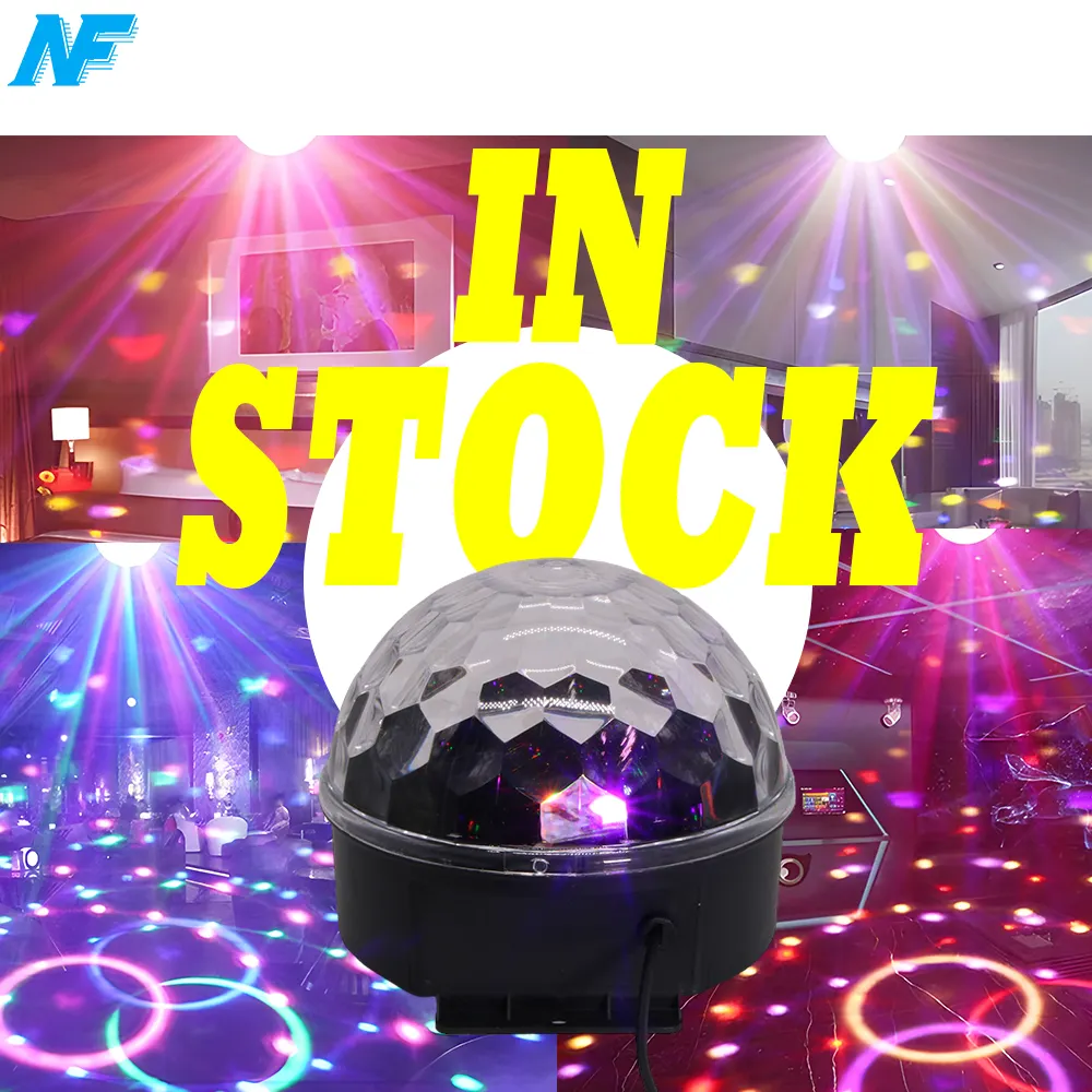 Boule magique en cristal à contrôle du son LED Lumières de disco RVB Mini boule de cristal Lumières de fête KTV