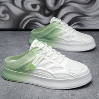 2025 printemps été hommes chaussures décontractées à la mode demi sans lacet pantoufles haute valeur maille doublure Pu conception Simple tout match Style