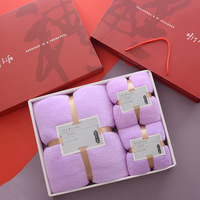 Serviette de bain en microfibre douce de luxe FF3875 boîte-cadeau 3 en 1 voyage maison salle de bain salle de bain gym non pelucheux très absorbant ensembles de serviettes de bain