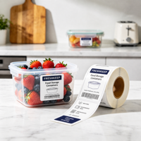 Fabrieks prijs op maat bedrukte CMYK holografische zelfklevende glanzende vinyl etiketten voor voedsel 500 stuks etiketten voor verse fruit- en groenteverpakkingen