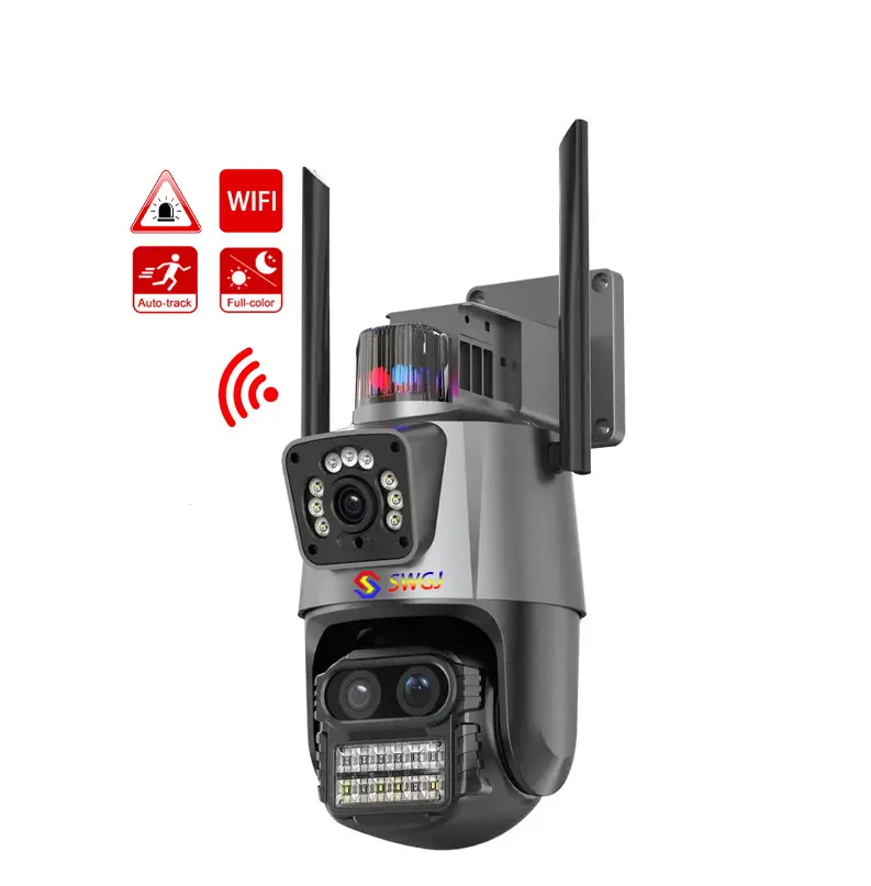 नया चलन 12MP वाईफाई आईपी 3 लेंस पीटीजेड कैमरा होम सर्विलांस 6K आउटडोर वाईफाई सुरक्षा सीसीटीवी नेटवर्क कैमरा