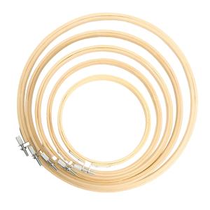 Aros de bordado redondos de madera de bambú ajustables al por mayor para bordado y punto de cruz - Product Image 1