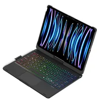 Étui pour iPad 10e génération 2022 et iPad 11e génération A16 2025 avec clavier Bluetooth, emplacement pour stylet, rétroéclairage RVB, support pliable rotatif à 360 degrés