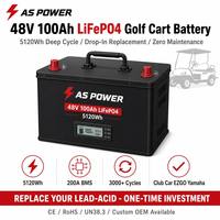 Batería de Litio LiFePO4 de 48V 100Ah para Carro de Golf, 5120Wh, Ciclo Profundo, con BMS de 200A, Reemplazo para Club Car, EZGO, Yamaha, Sin Mantenimiento