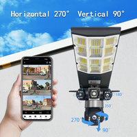 6MP V380 Pro 2 1 AI Luz de seguridad solar integrada Cámara CCTV IP 4G Conversación bidireccional 3 lentes 200W Batería de calle LED de plástico