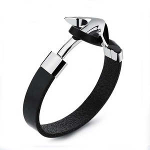 <span class=keywords><strong>Bracciale</strong></span> da <span class=keywords><strong>Uomo</strong></span> in Vera Pelle Nera <span class=keywords><strong>e</strong></span> <span class=keywords><strong>Argento</strong></span> con Ancora in Acciaio Inossidabile Personalizzato, <span class=keywords><strong>Bracciale</strong></span> in Pelle con Ancora in Ceramica Nera - Product Image 1