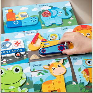 Jouets éducatifs en <span class=keywords><strong>bois</strong></span> pour tout-petits avec base en carton rigide, jouets de niveau supérieur, <span class=keywords><strong>puzzle</strong></span> géométrique pour enfants - Product Image 4